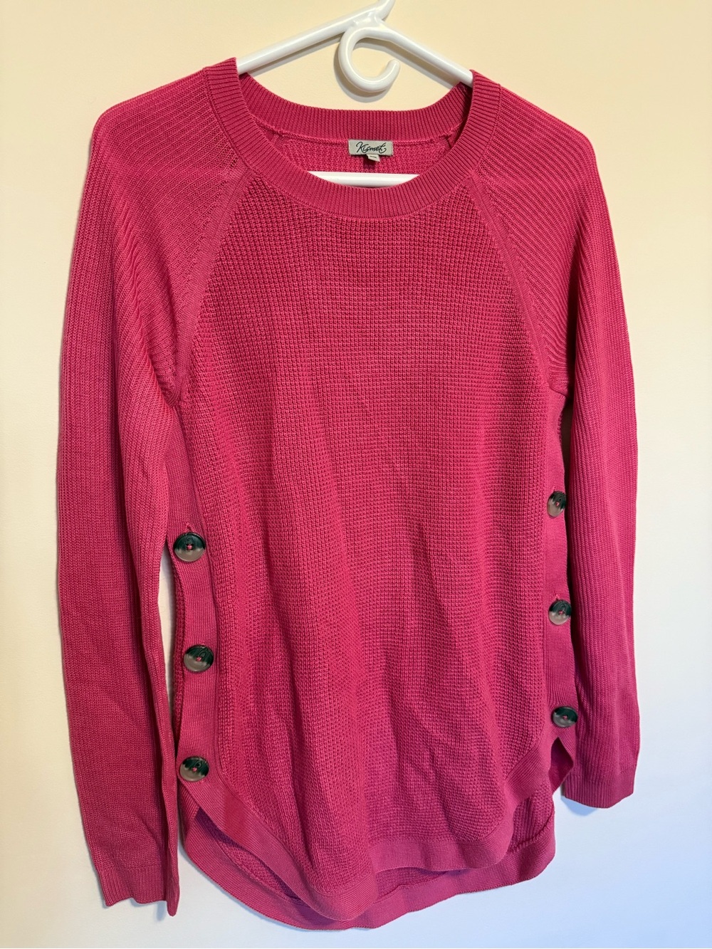 Magenta Button-Side Knit Sweater